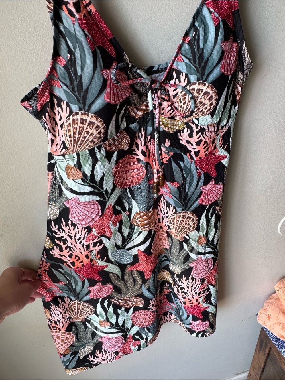 NWT Tommy Bahama Shell Sands V-Neck Spa Dress Cover Up Black Seashell Medium - Picture 2 of 4